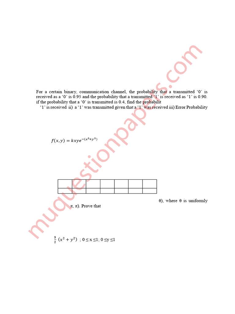Random Signal Analysis Exam Questions | PDF | Probability Density ...
