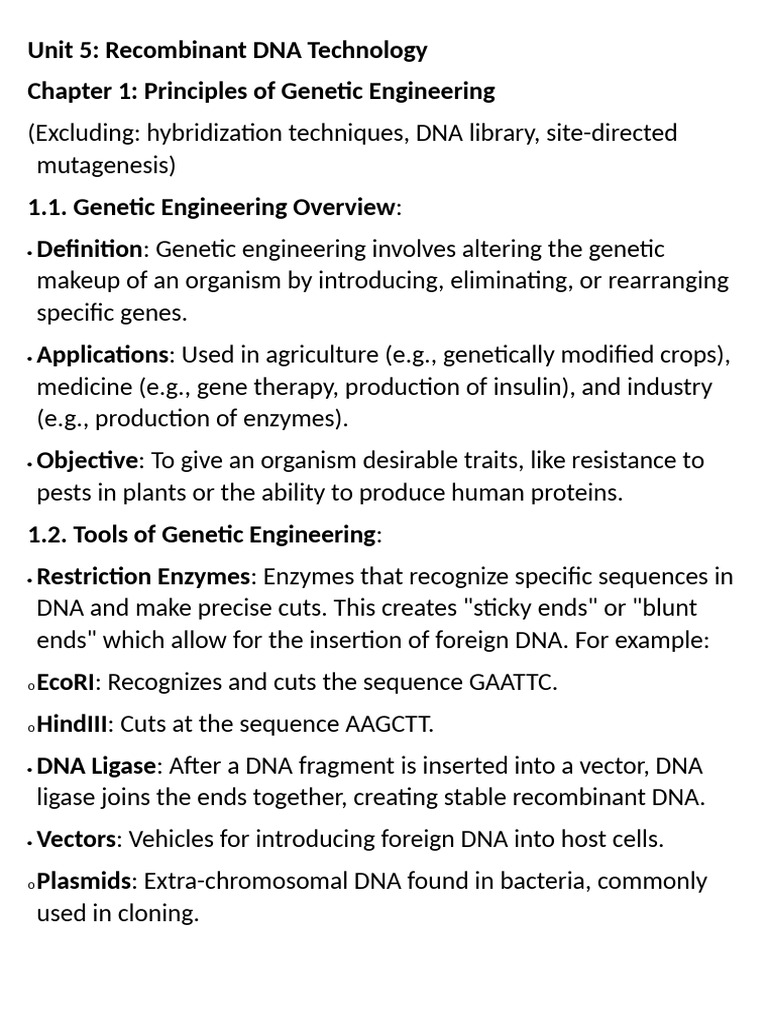Genetic Engineering and Recombinant DNA | PDF | Molecular Cloning ...