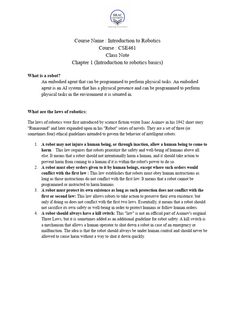 Introduction to Robotics Basics | PDF | Lidar | Actuator