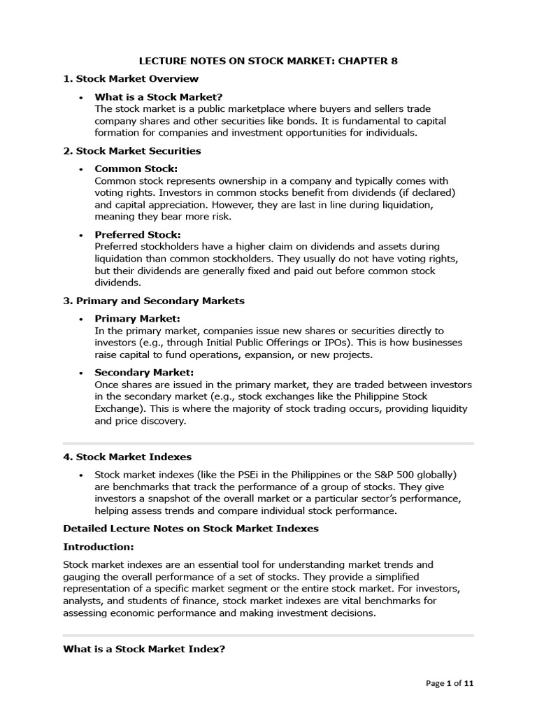 Lecture Notes On Chapter 8 | PDF | Capital Asset Pricing Model | Stock ...