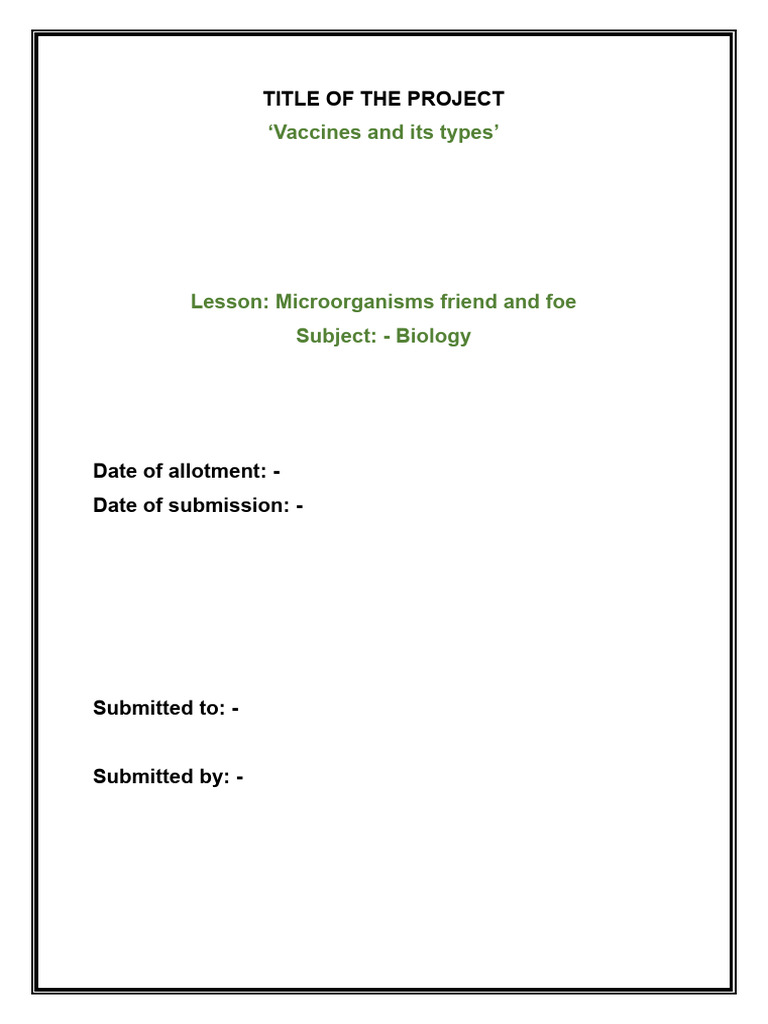 Importance of Vaccines for Class 8 Project | PDF