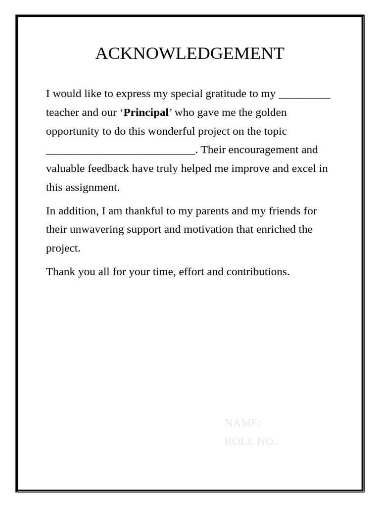 Project Acknowledgement Section | PDF
