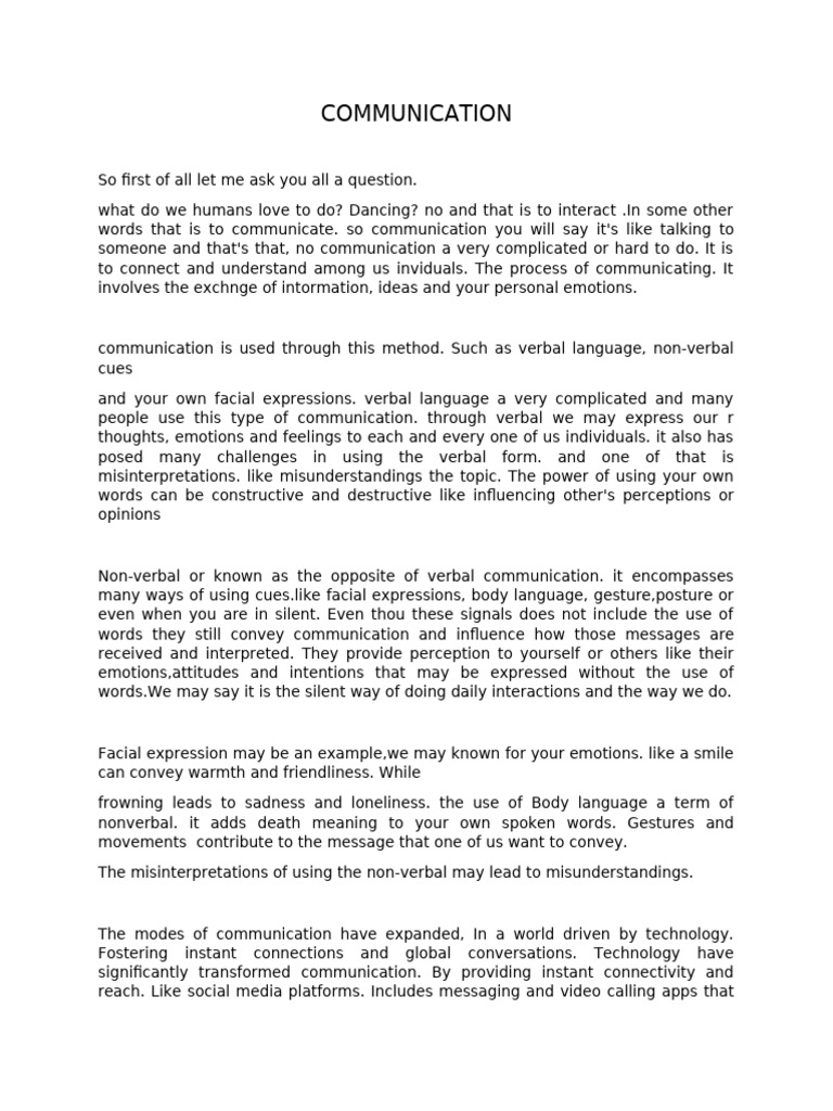 COMMUNICATION | PDF | Communication | Nonverbal Communication