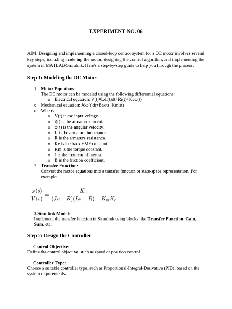 DC Motor Control with MATLAB/Simulink | PDF | Control Theory | Electricity