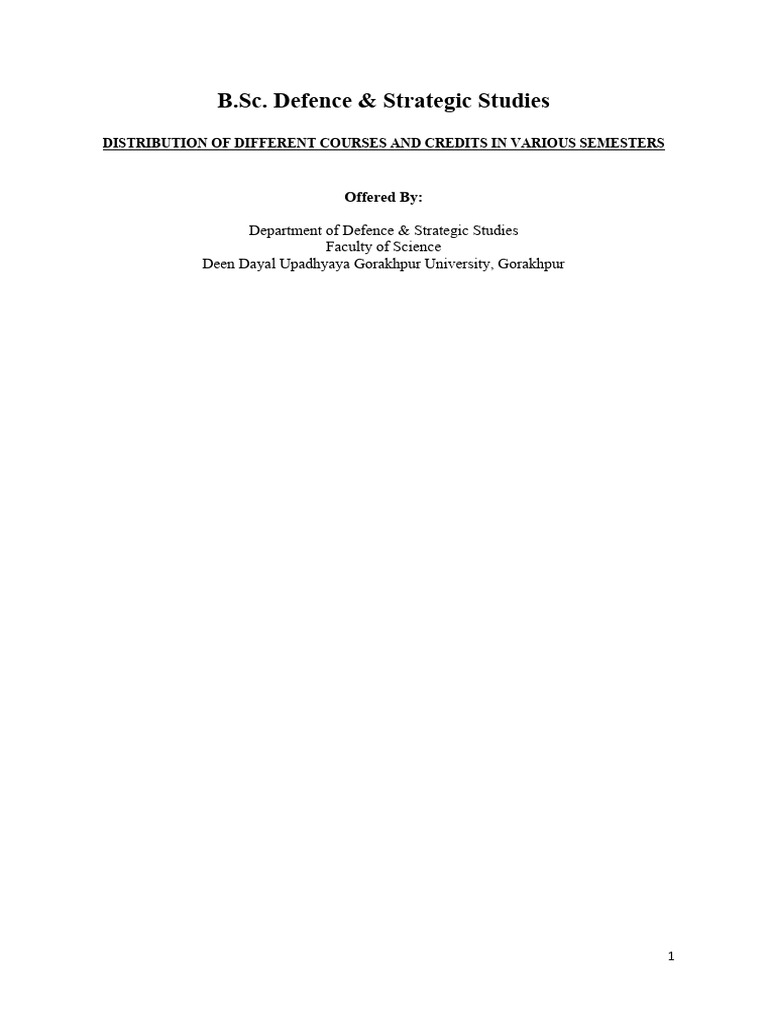 B.Sc. Defence & Strategic Studies Curriculum | PDF | Military ...