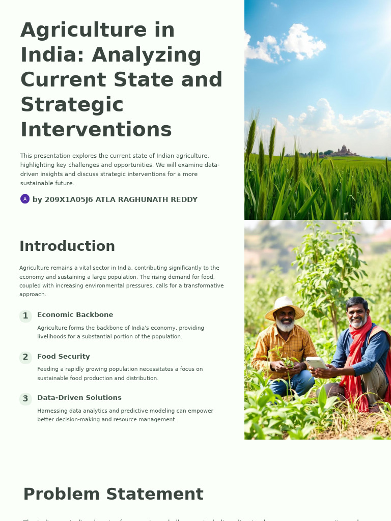 Agriculture in India Analyzing Current State and Strategic ...