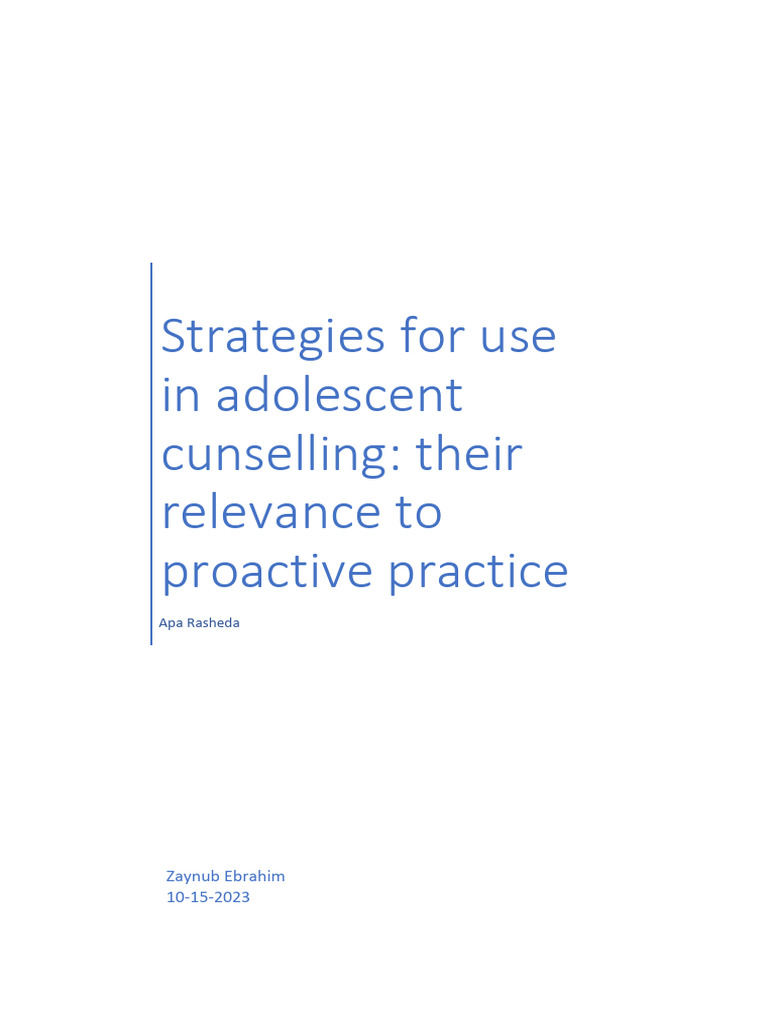 Proactive Strategies for Adolescent Counseling | PDF | Adolescence | Adults