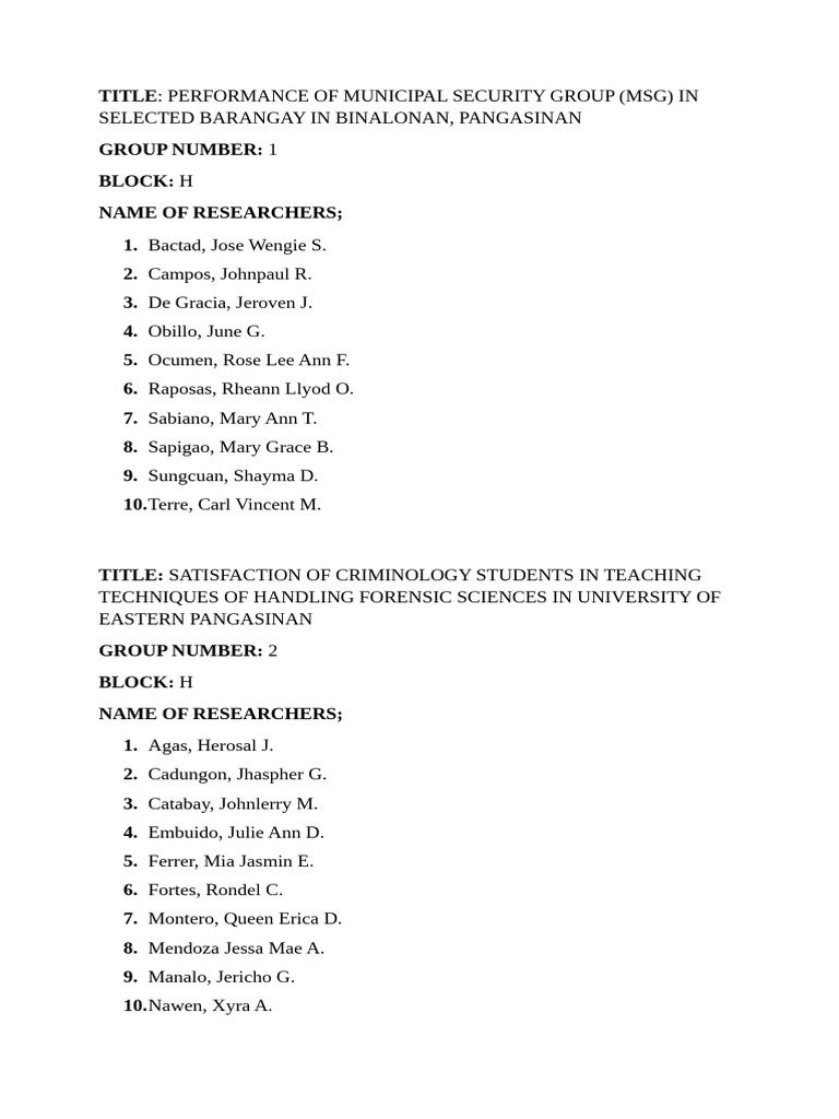 Research Overall Block H | PDF