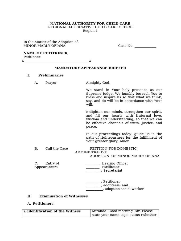 Mandatory Appearance Briefer | PDF | Adoption