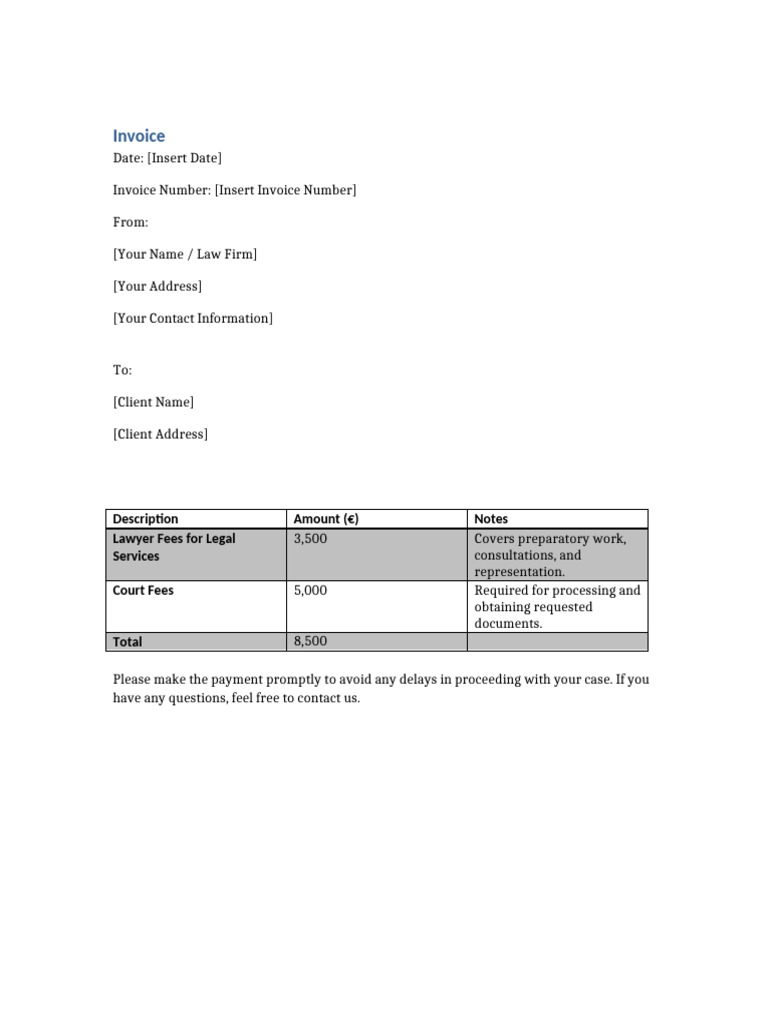 Invoice Legal Services | PDF