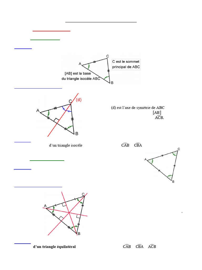 Axes de symétrie des triangles et quadrilatères | PDF | Triangle ...