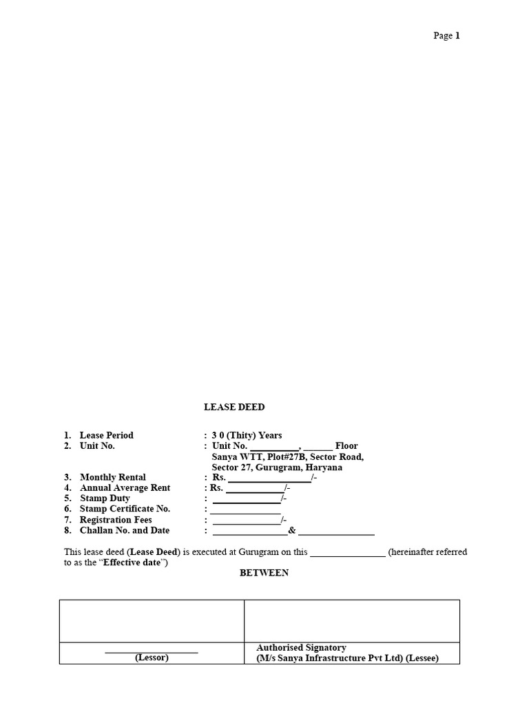 Lease_Deed - Sanya WTT | PDF | Lease | Leasehold Estate