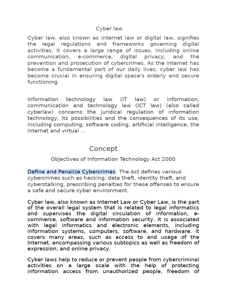 Understanding Cyber Law and Its Importance | PDF | Cybercrime | Crimes