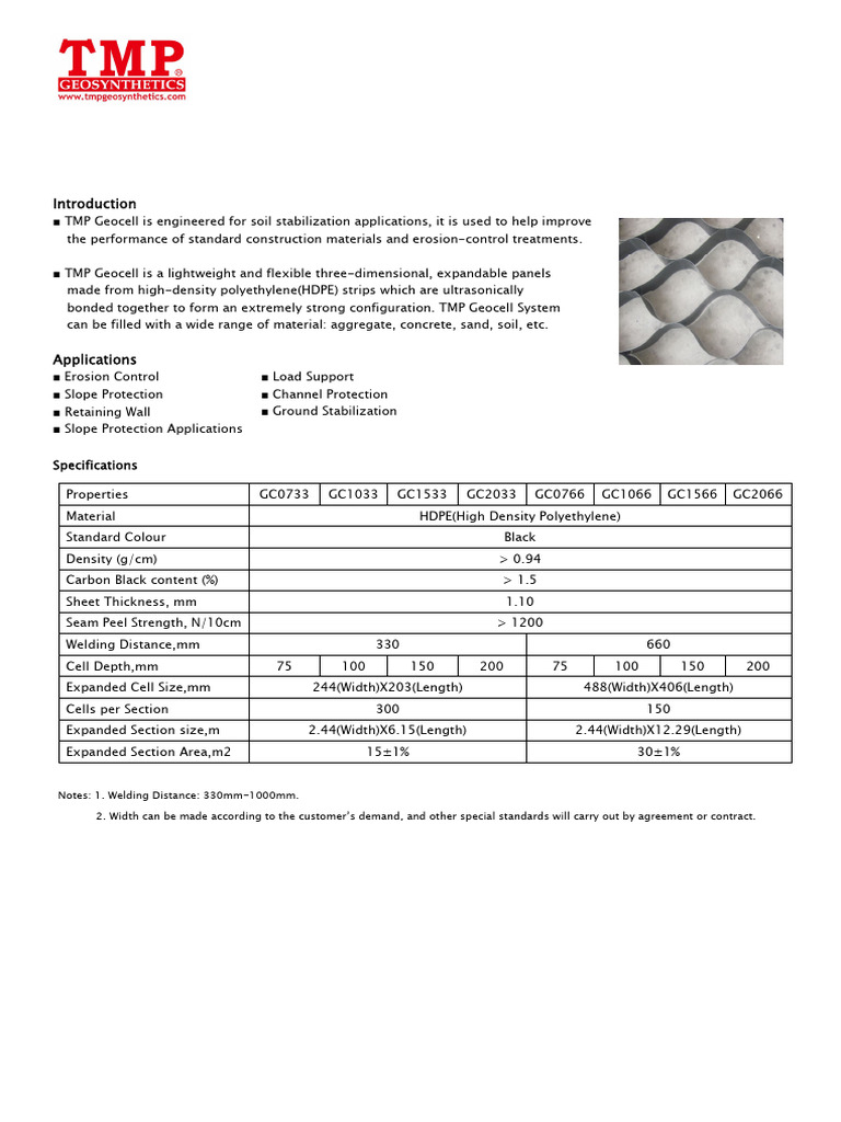 Geocell Specification 1 | PDF | Soil | Natural Materials