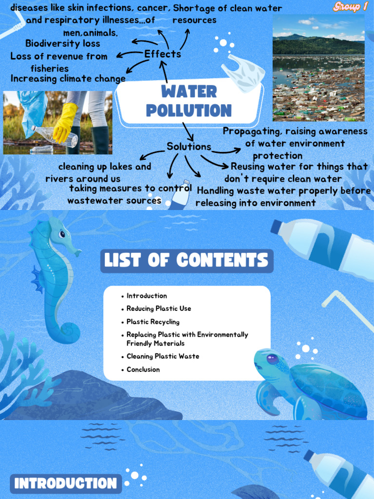 Blue Illustrative Free Plastic Pollution Presentation | PDF | Recycling ...