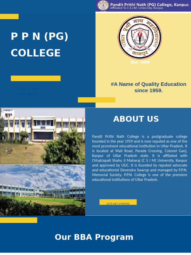 Bba Program Overview At Ppn College Kanpur Pdf Business