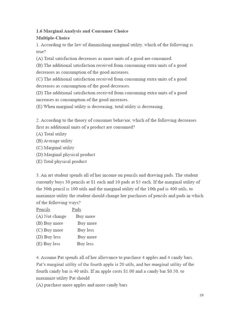 Utility Maximization in Consumer Choices | PDF | Utility | Goods