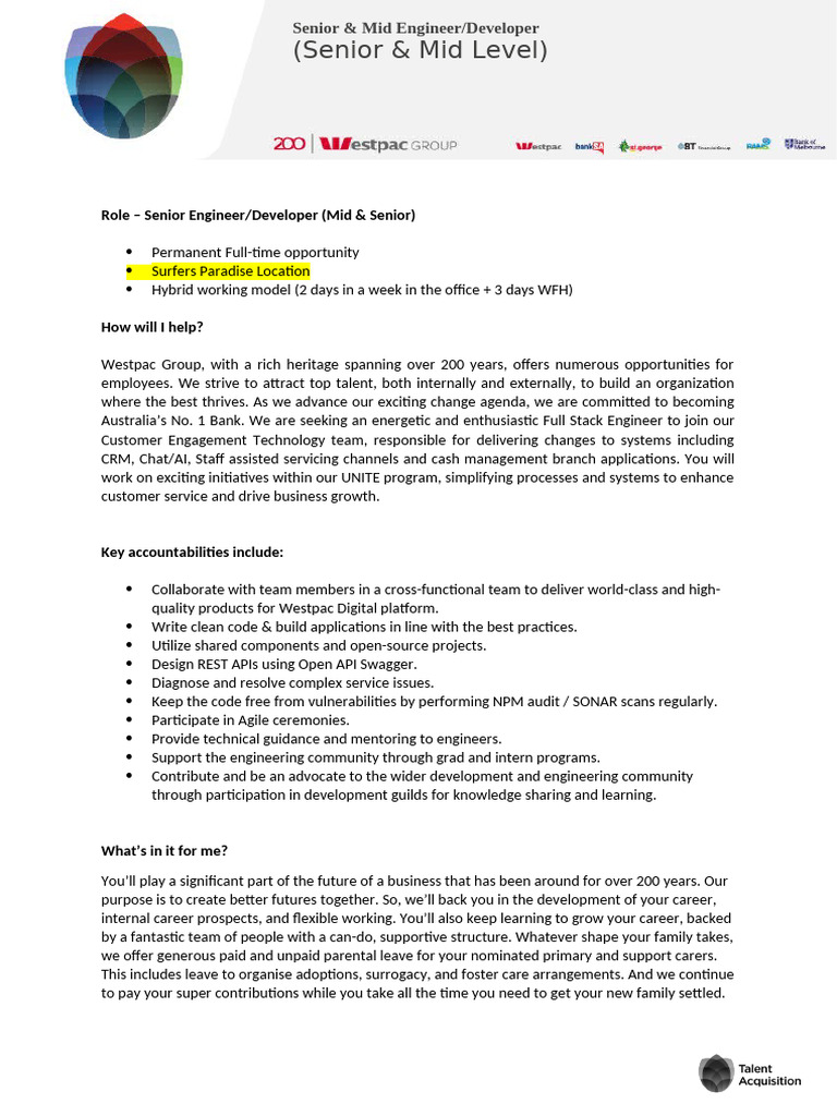 JD - Full Stack Engineers and Senior Engineer - GC | PDF | Employee ...