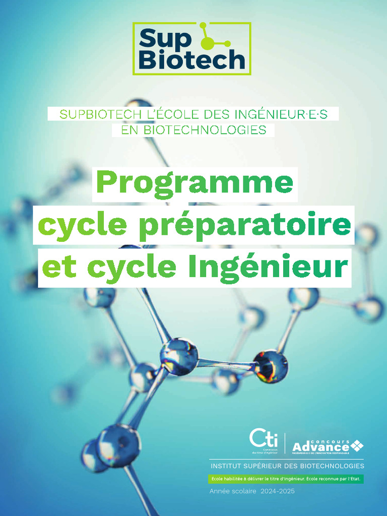 Admission et Programme Sup'Biotech 2024-2025 | PDF | Biotechnologie ...