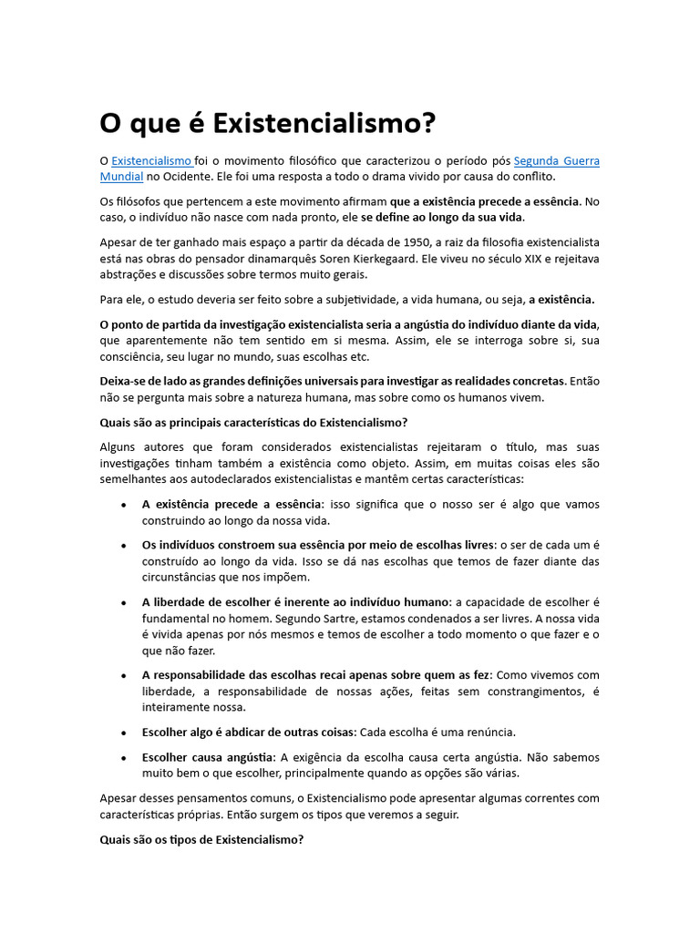 O que é Existencialismo? | PDF | Existencialismo | Jean Paul Sartre
