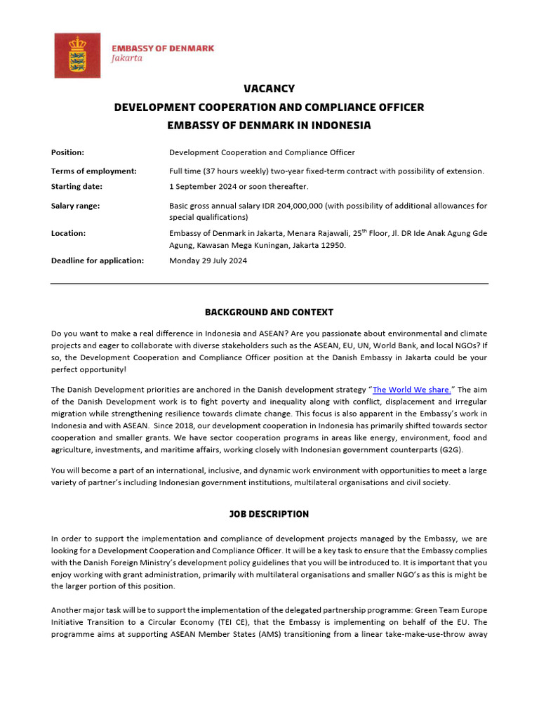 Development Cooperation Officer Vacancy | PDF | Development Aid ...