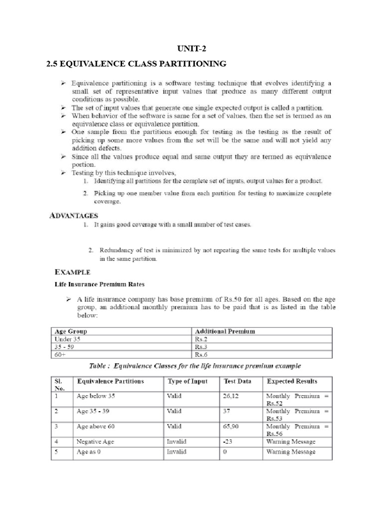2.5 Equivalence Class Partitioning | PDF