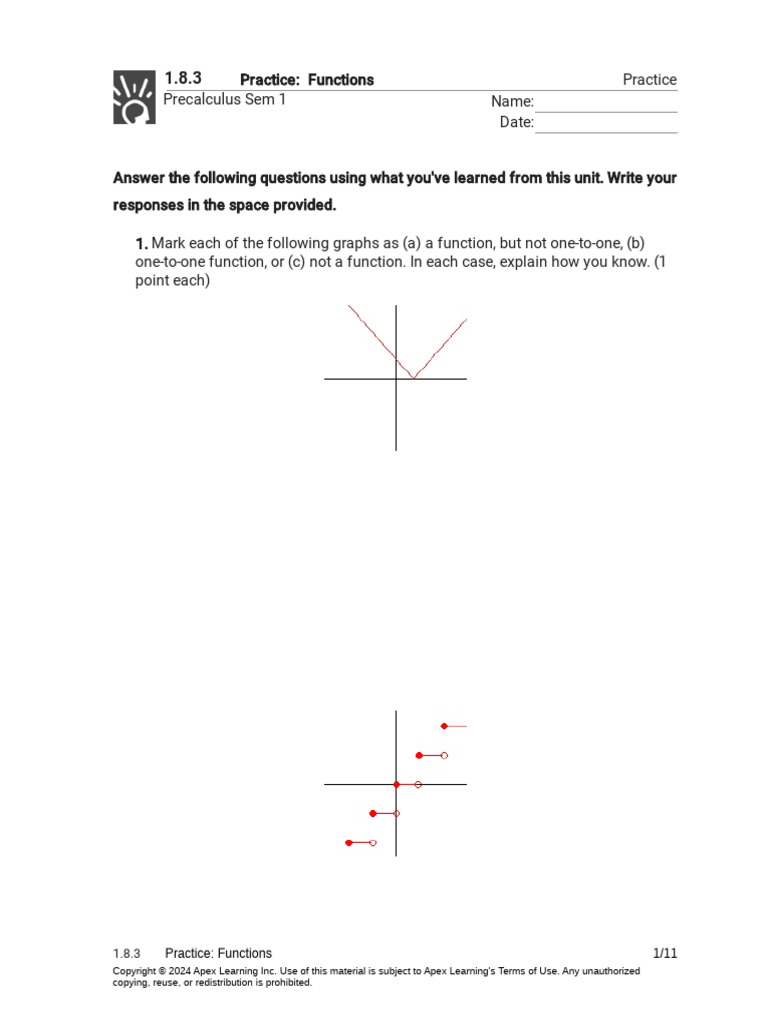 1.8.3 Practice - Functions (Practice) | PDF | Matrix (Mathematics ...