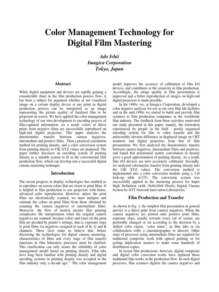 Digital Film Color Management | PDF | Matrix (Mathematics) | Color
