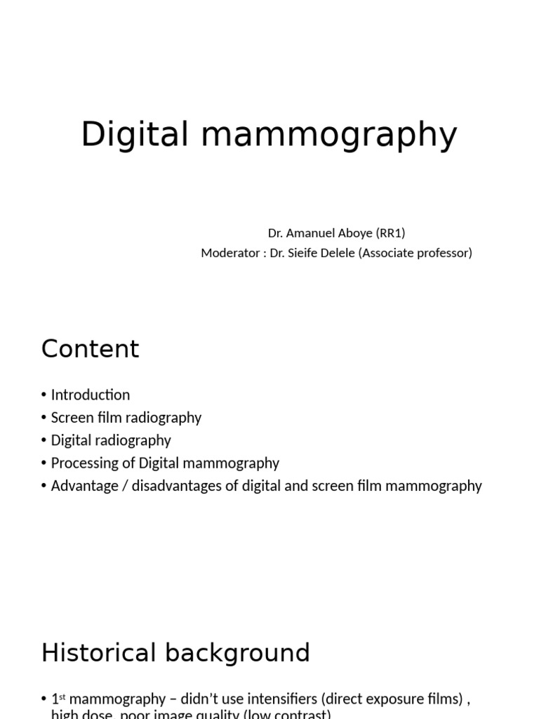 Digital Mammography Techniques Explained | PDF | Radiography | Mammography