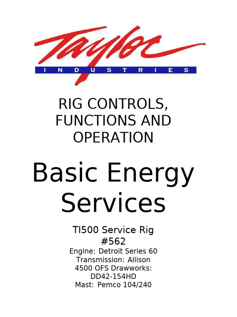 Taylor Rig Controls and Operations Guide | PDF | Brake | Anti Lock ...
