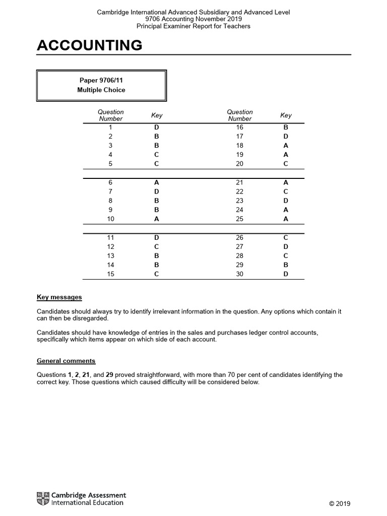 Cambridge A Level Accounting Exam Report | PDF | Dividend | Income ...