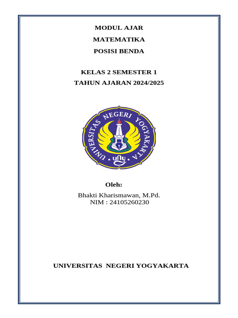 Modul Ajar Matematika Kelas 2: Posisi Benda | PDF