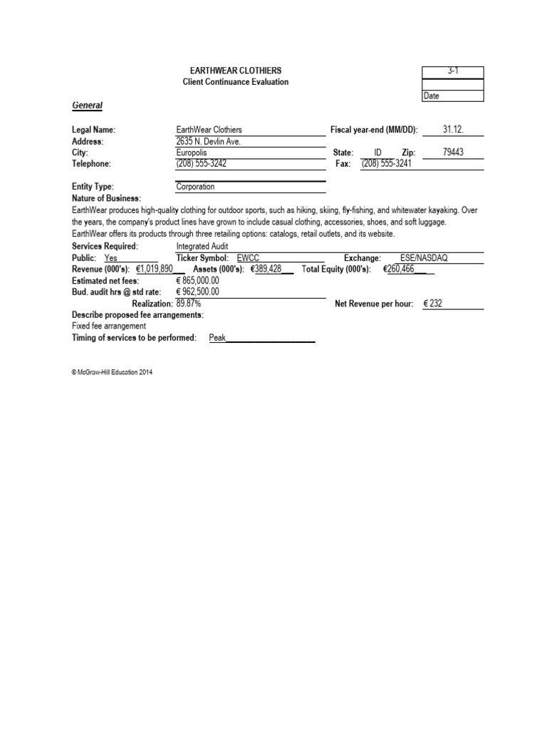 EW Ch3 Case Client Acceptance 3-1 | PDF