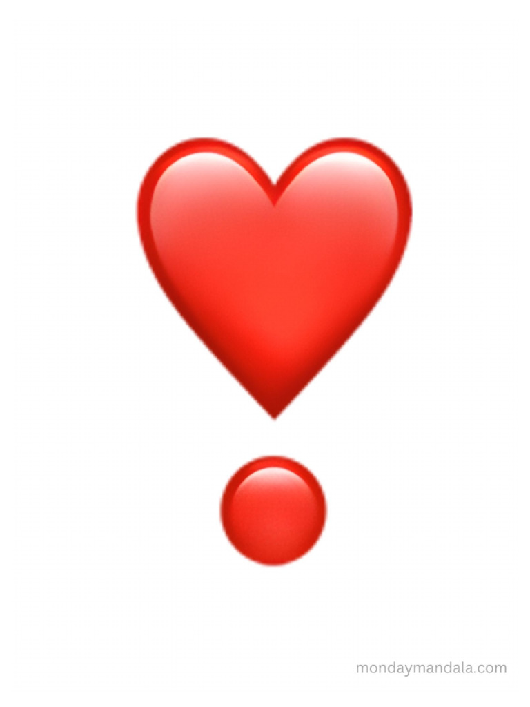 Printable Heavy Heart Exclamation Mark Ornament Emoji | PDF