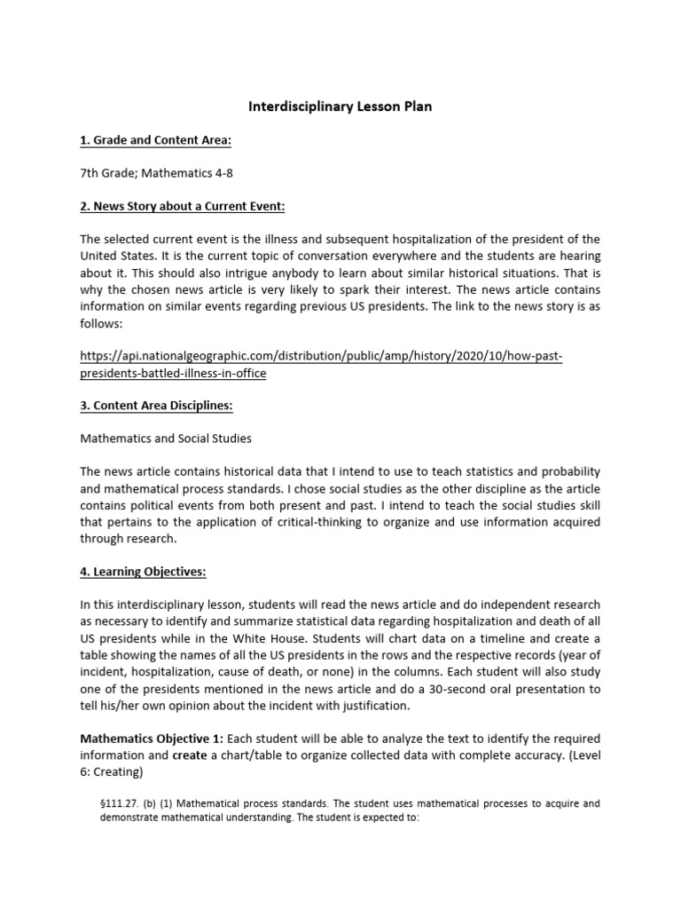 Interdisciplinary Lesson Plan: Math & History | PDF | Mathematics ...