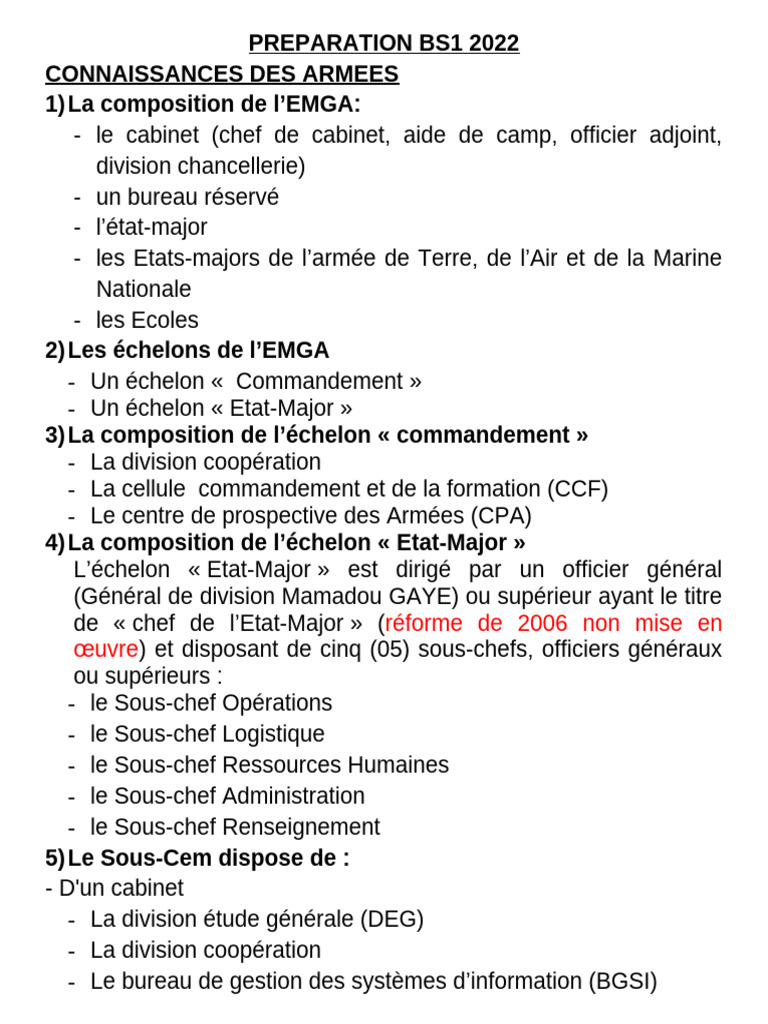 Organisation de l'EMGA et Armées 2022 | PDF | Sénégal | Division ...