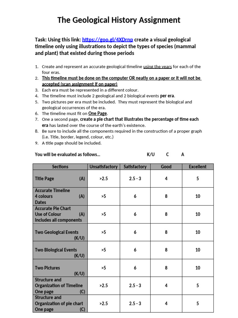 Geological Timeline Project Guidelines | PDF