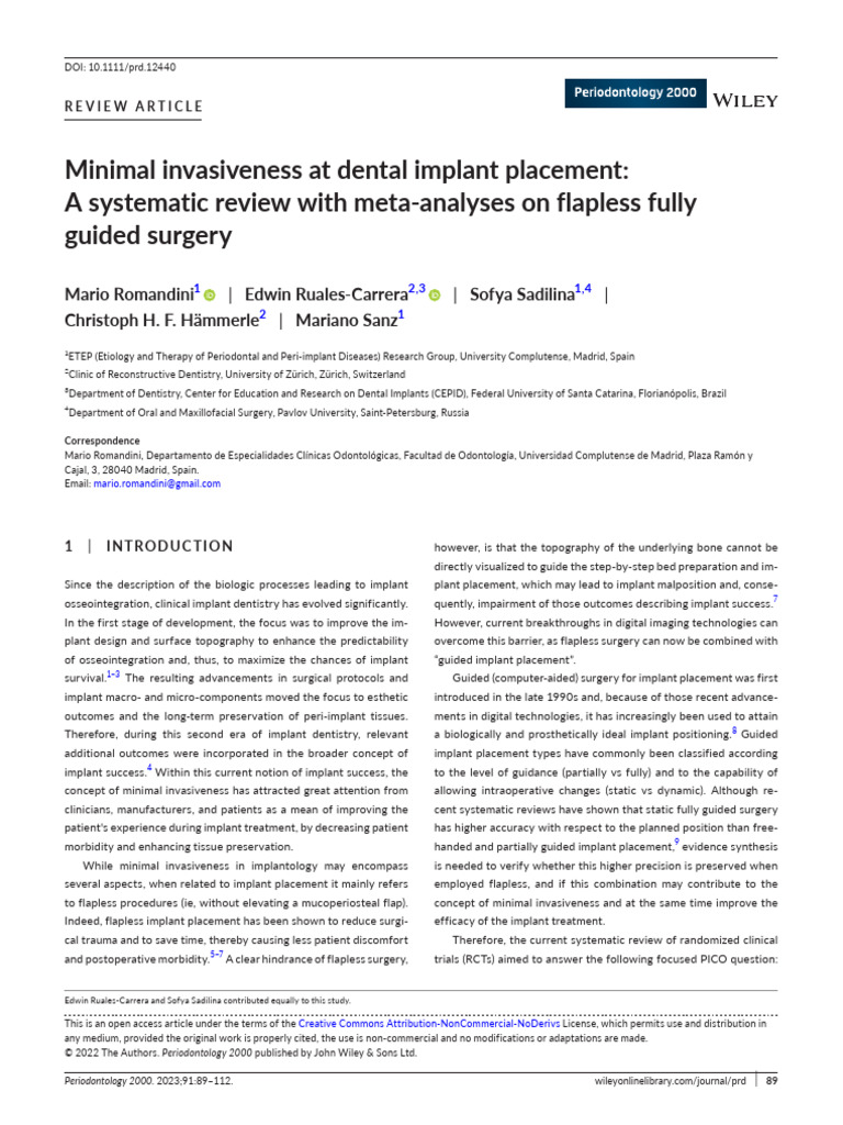 Flapless Guided Surgery for Dental Implants | PDF | Dental Implant ...