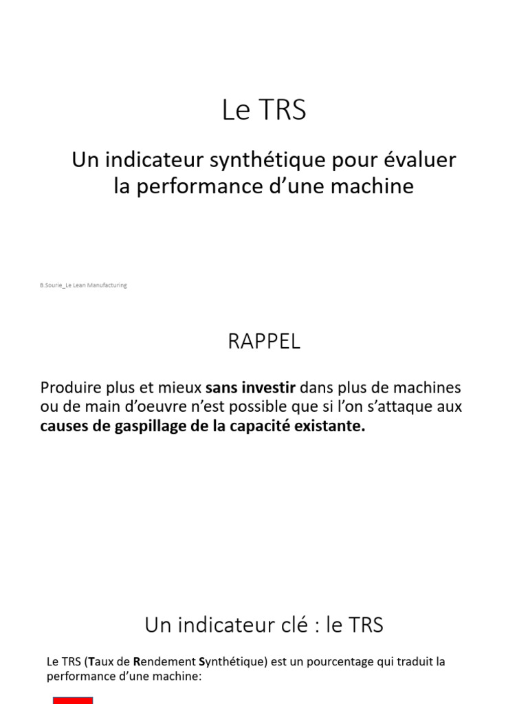TRS : Indicateur de Performance Machine | PDF