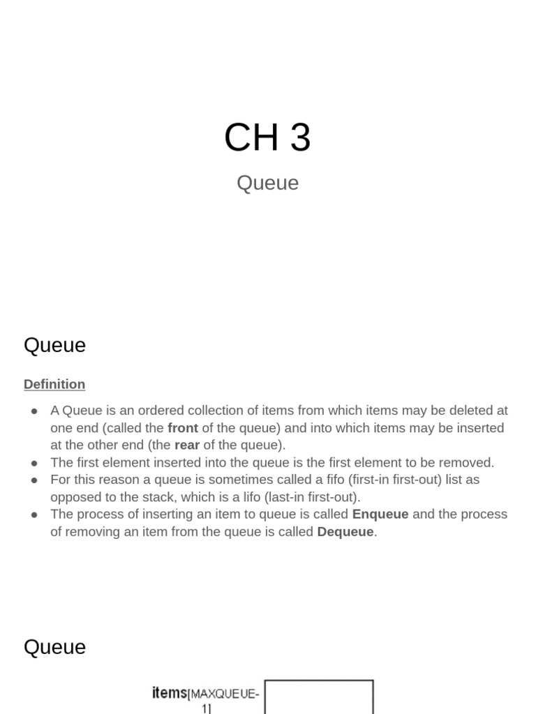 CH 3 | PDF | Queue (Abstract Data Type) | Computing
