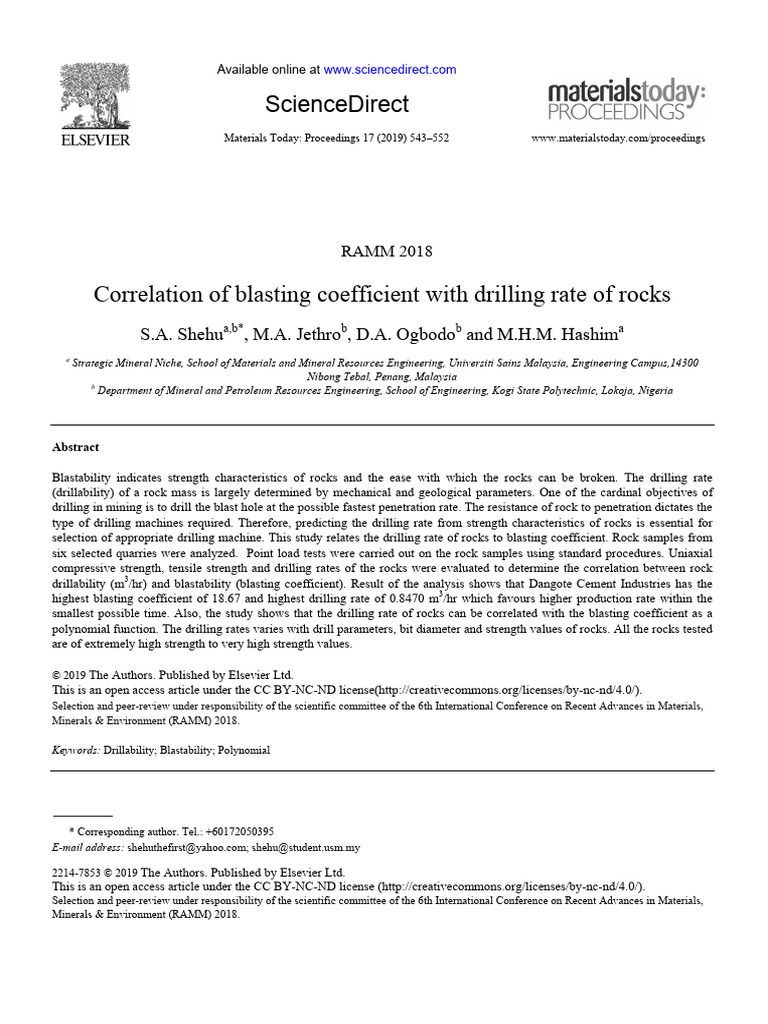 Drilling Rate and Blasting Coefficient Analysis | PDF | Rock (Geology ...