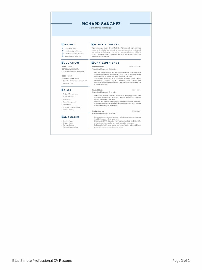 Simple Professional CV Resume | PDF