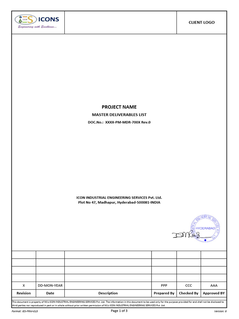 Master Deliverables List Template | PDF