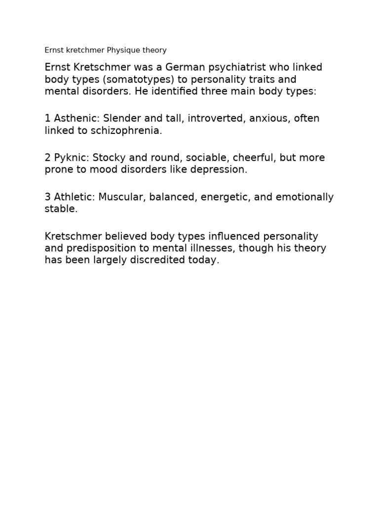 Psychiatrists & Body Type Theory | PDF