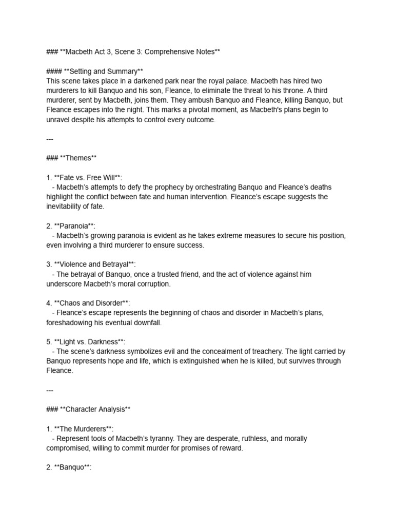 Macbeth Act 3, Scene 3 Analysis | PDF | Macbeth