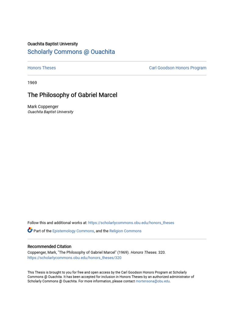 Gabriel Marcel's Philosophy Explained | PDF | Existentialism | Truth