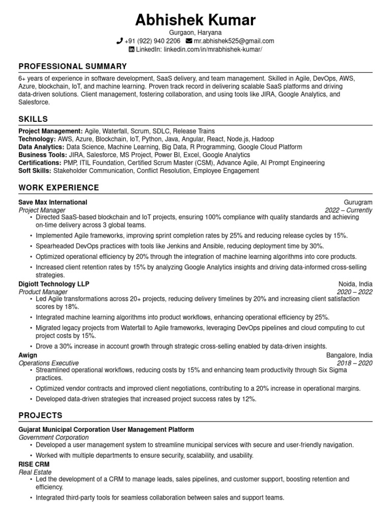 Updated_AbhishekResume | PDF | Agile Software Development | Customer ...