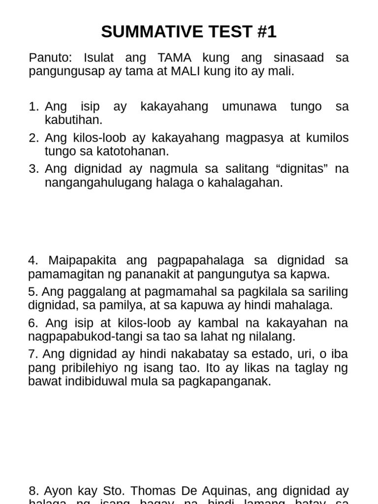 q1 Summative Test #1.1 | PDF