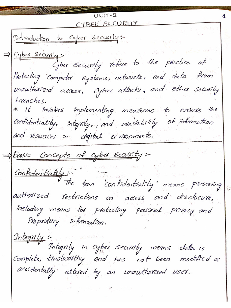 Cyber Security Unit 1 | PDF | Security Technology | Secure Communication