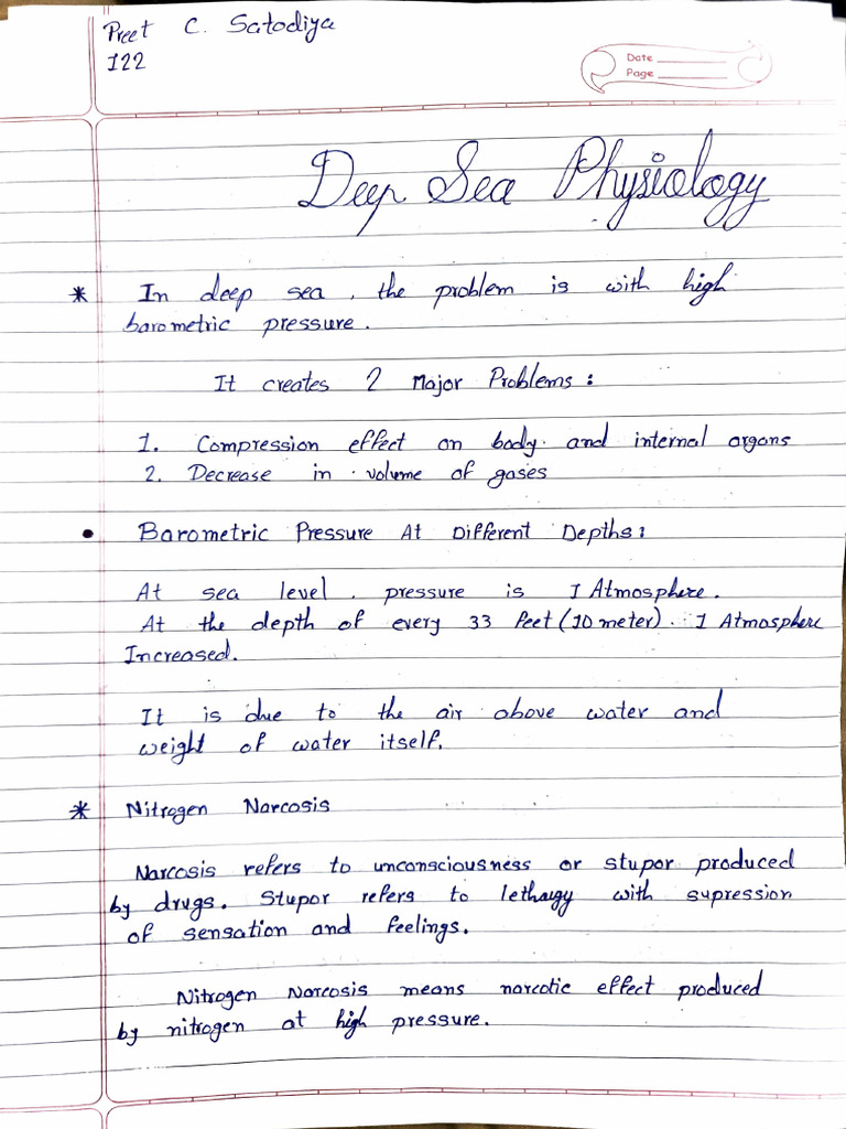 Deep Sea Physiology: Nitrogen Narcosis | PDF | Underwater Diving